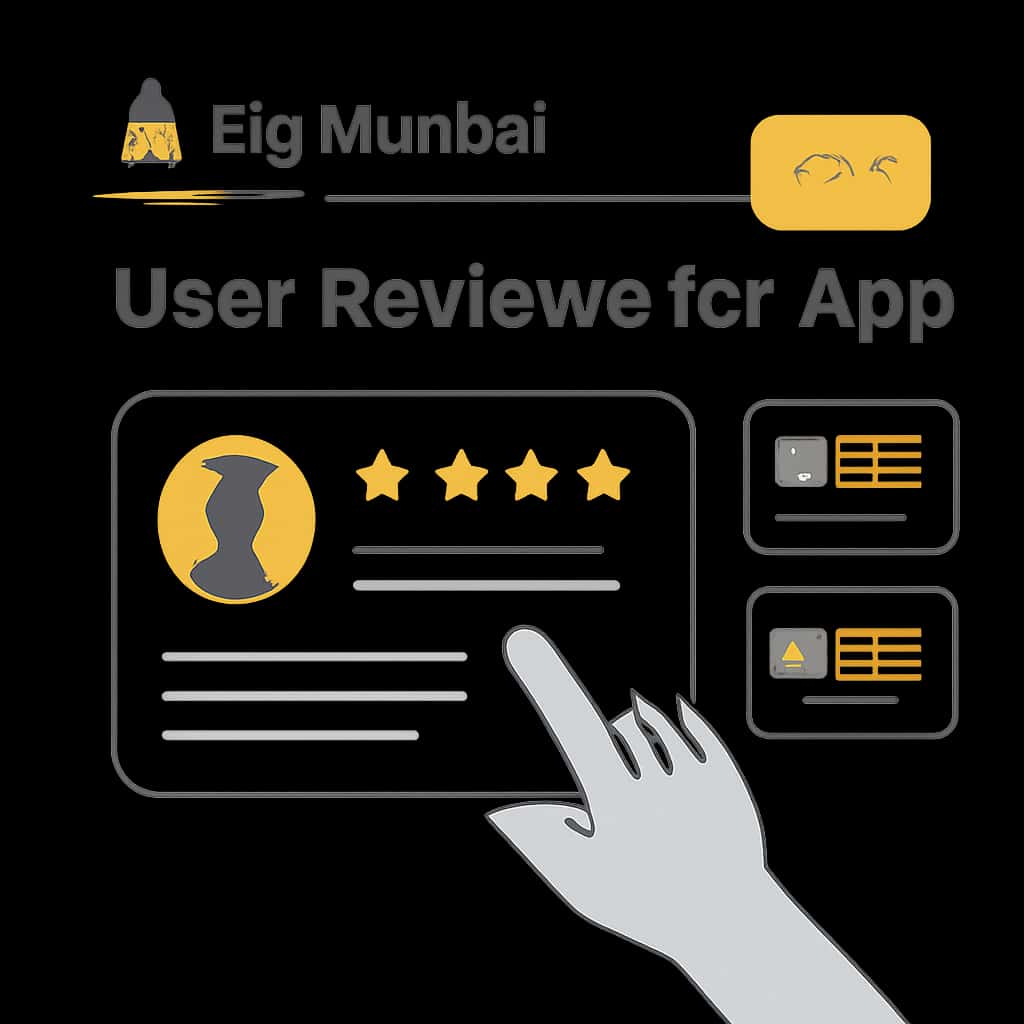 An educational diagram illustrating key aspects of user reviews for the Big mumbai app.