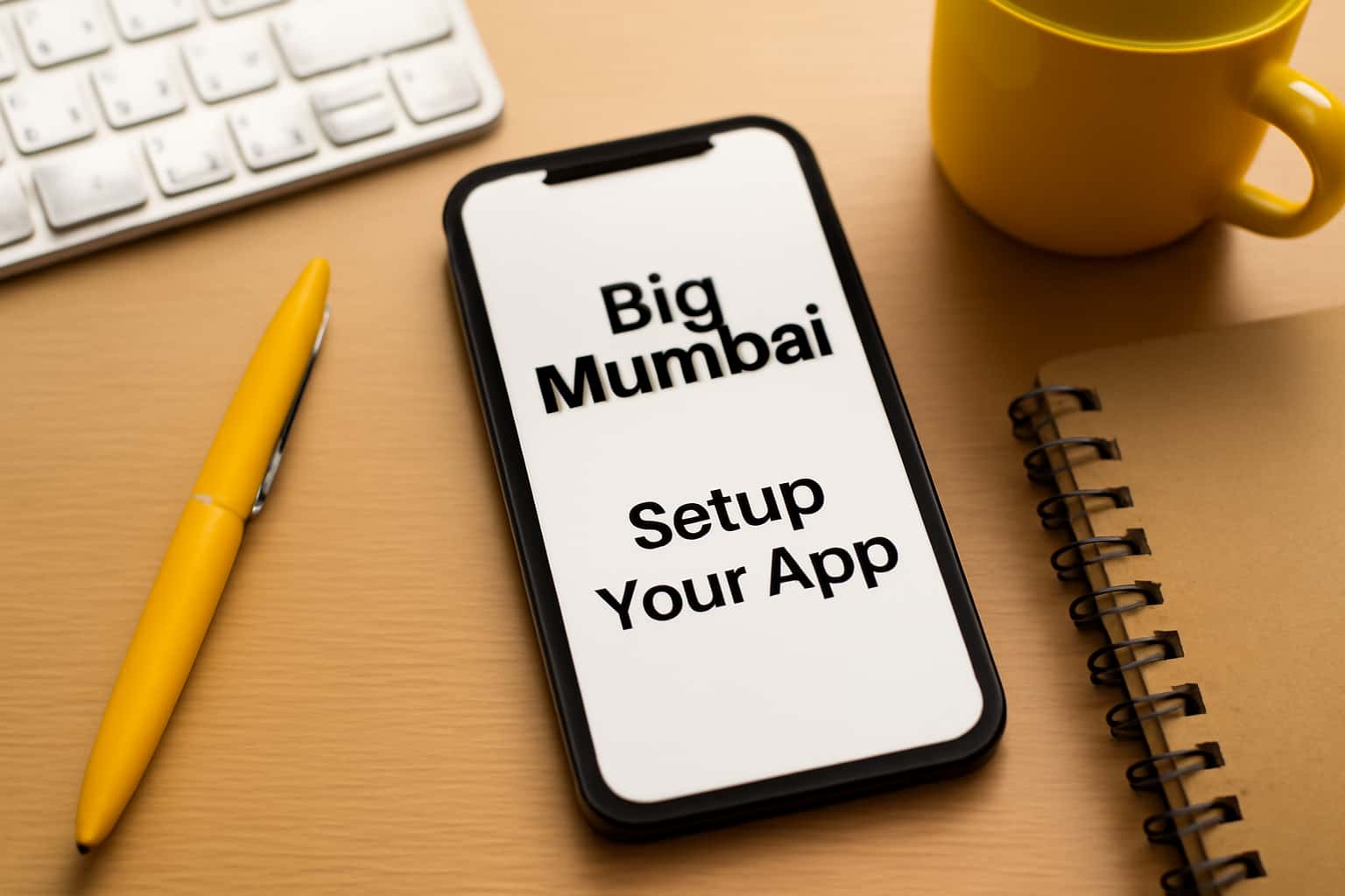 An informational scene illustrating the setup process for the Big mumbai app.