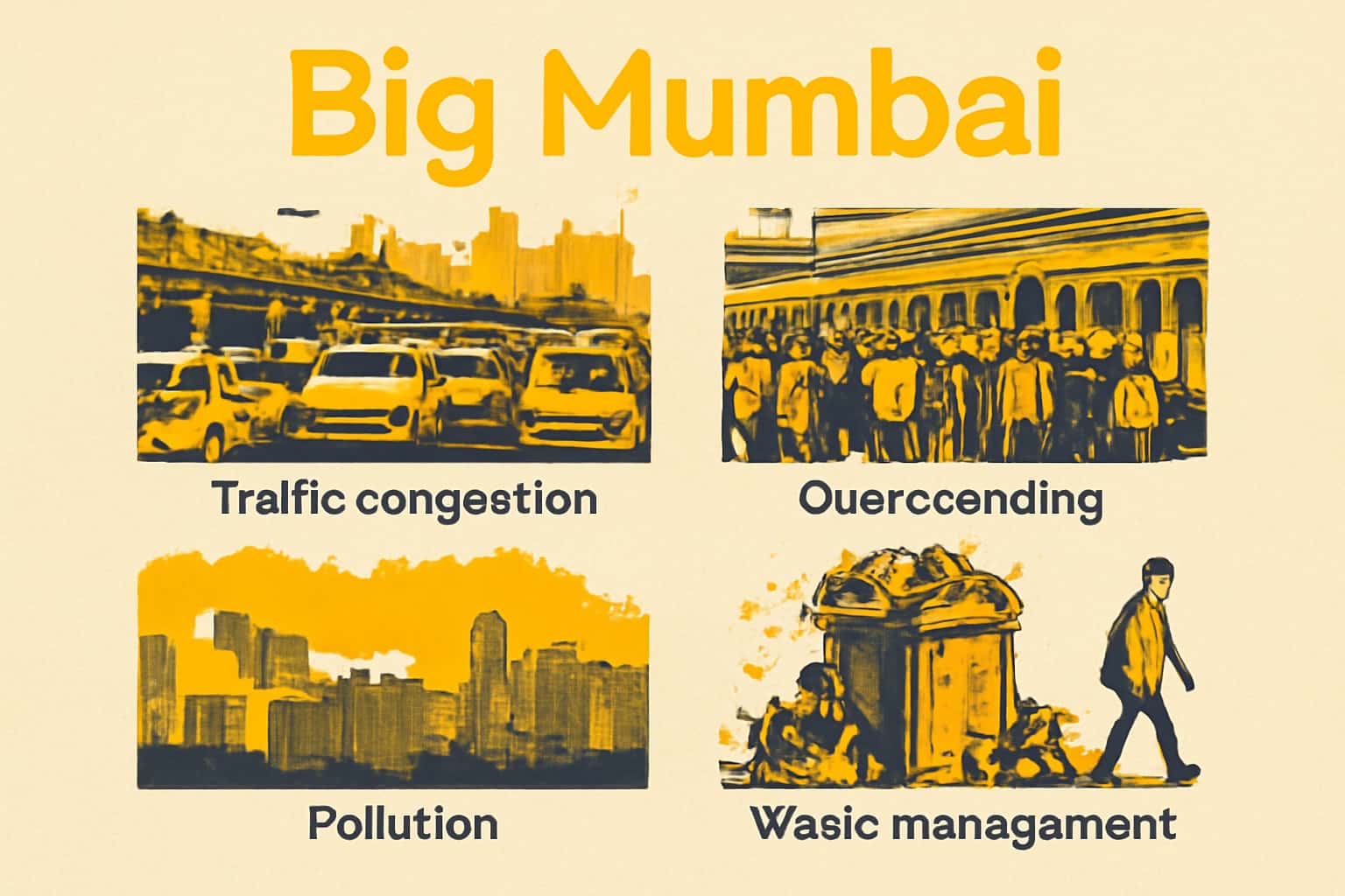An illustrative depiction highlighting common issues with the Big mumbai application.