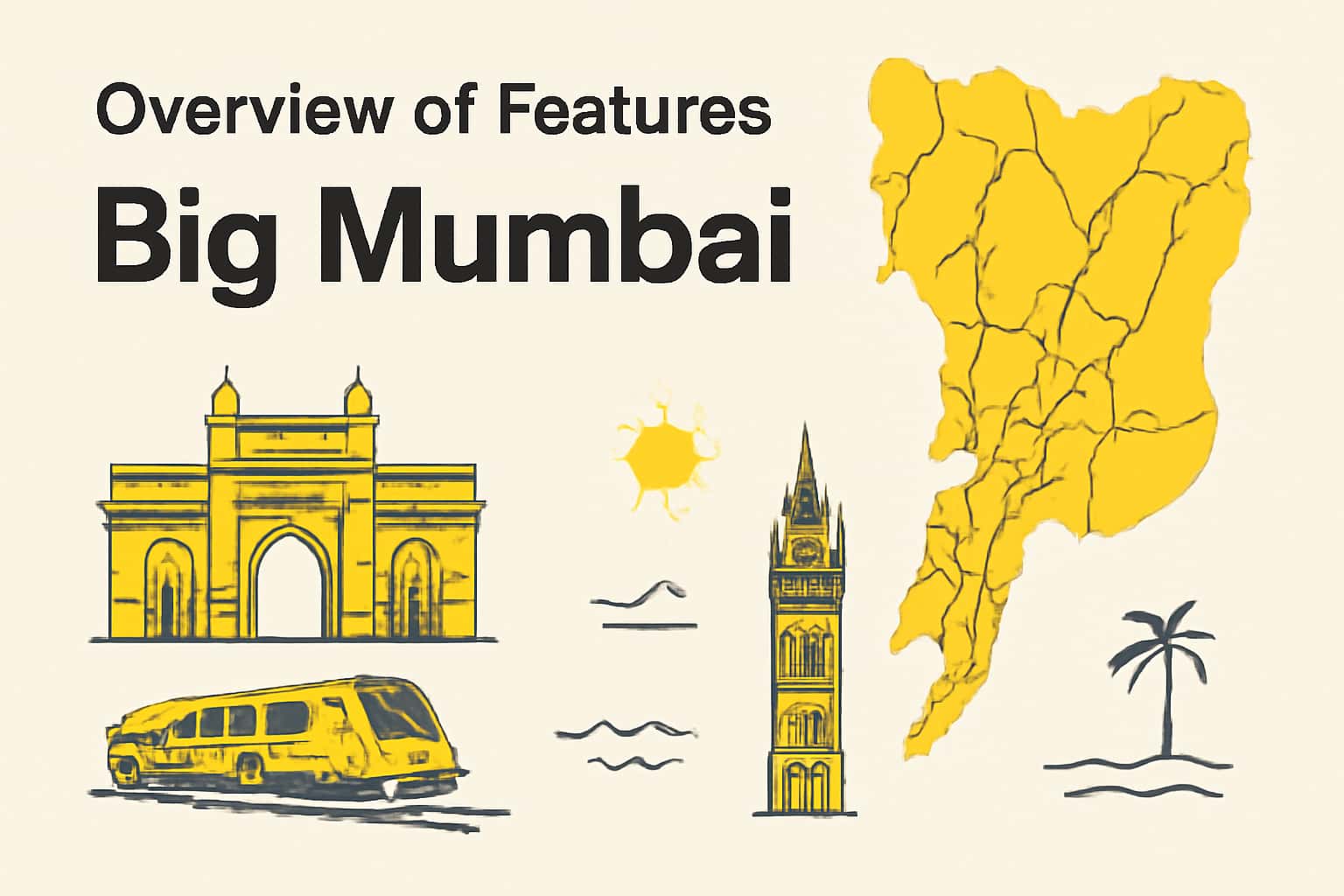 Informative scene showcasing the features of the Big mumbai app.