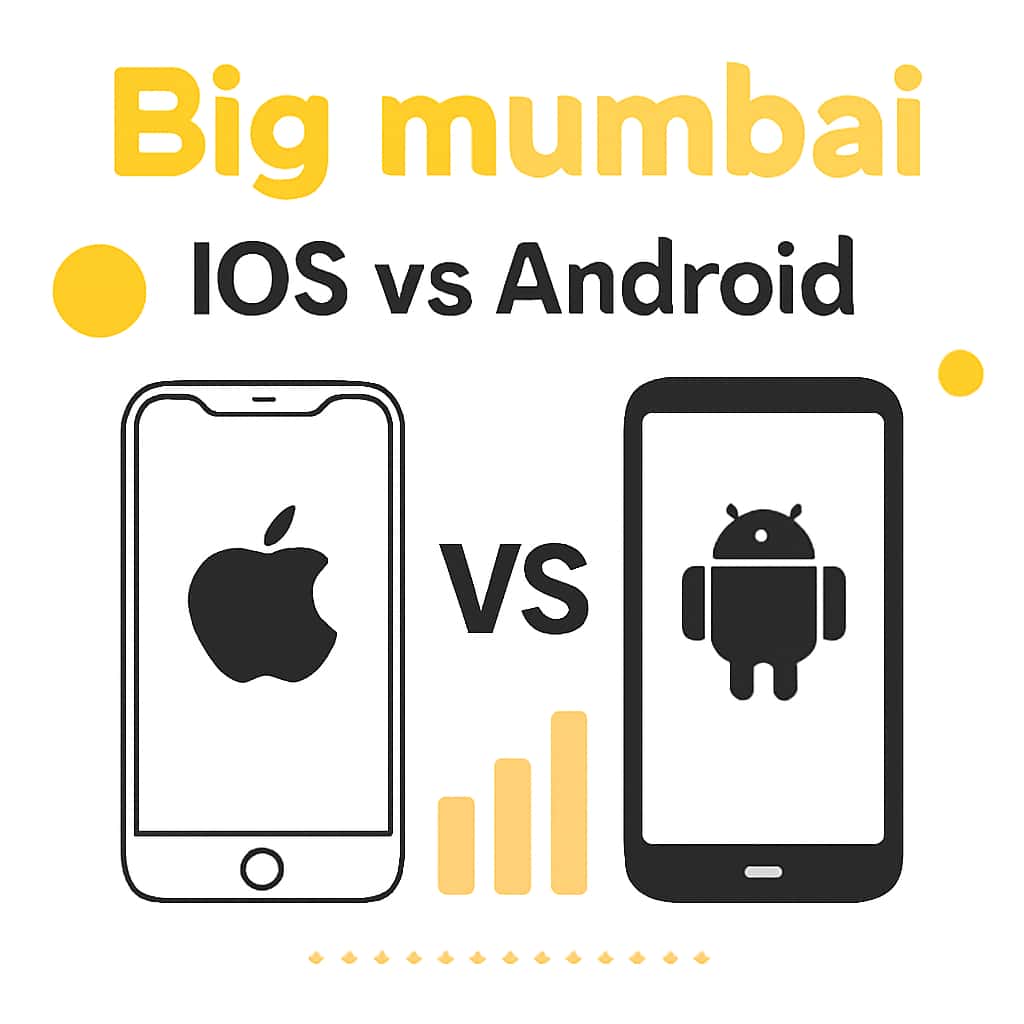 A visual breakdown of the Big mumbai functionalities on iOS vs Android.